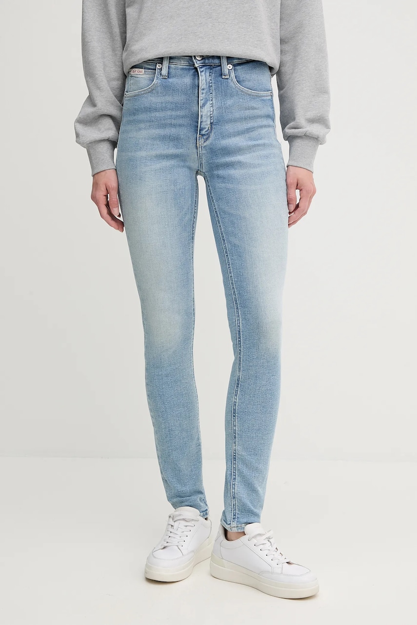 Levně Džíny Calvin Klein Jeans dámské, modrá barva, J20J225141