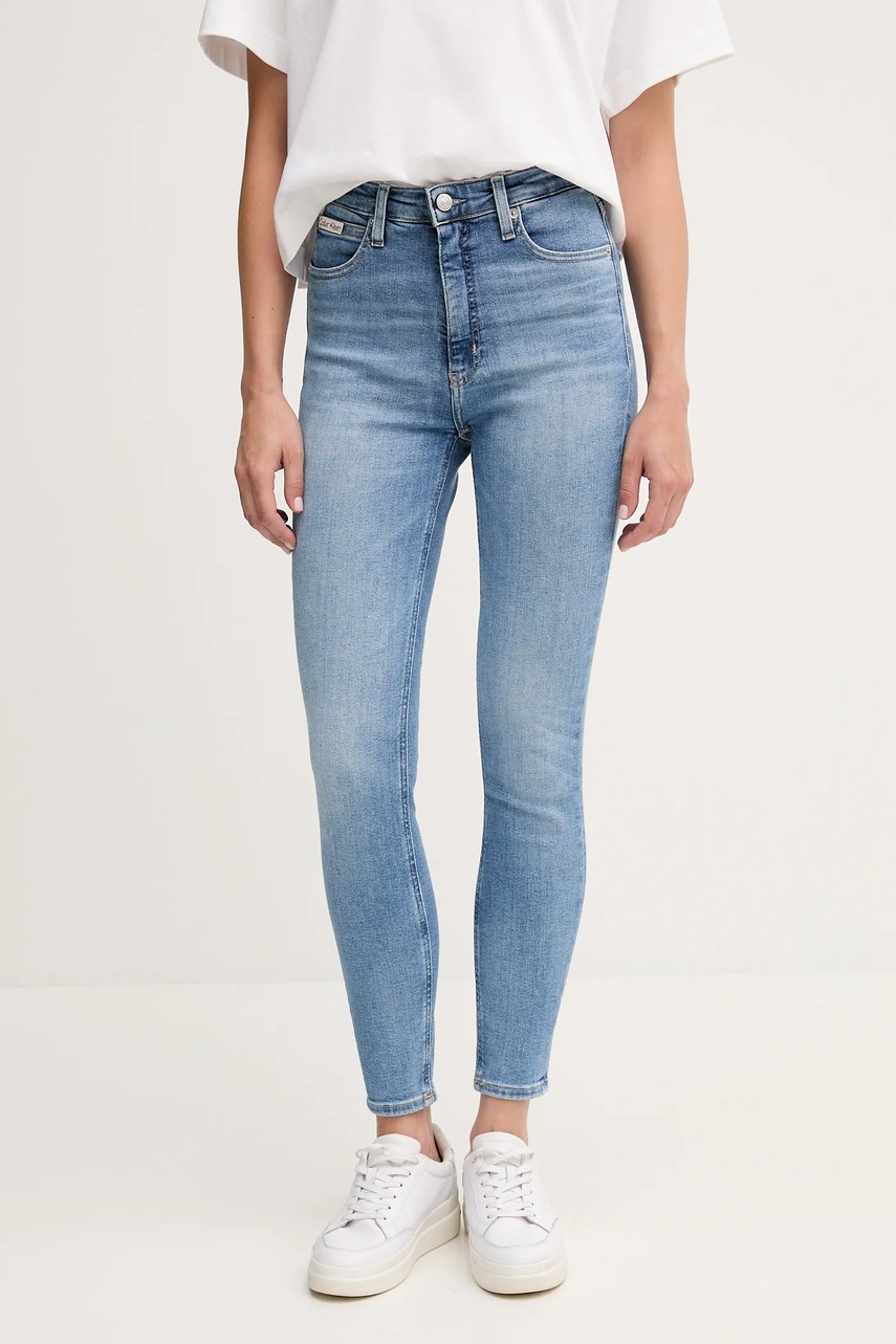 Levně Džíny Calvin Klein Jeans dámské, modrá barva, J20J225144