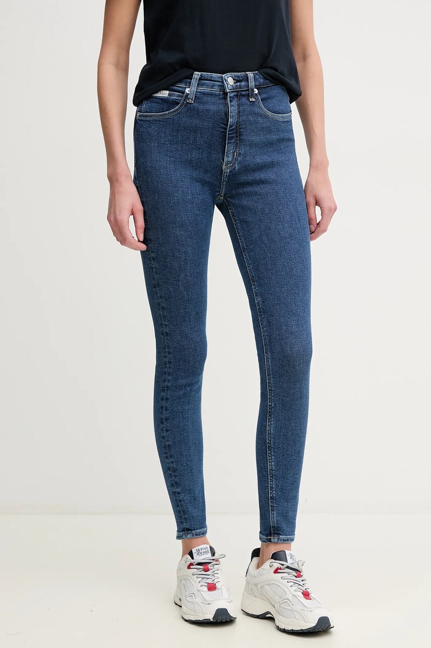 Levně Džíny Calvin Klein Jeans dámské, modrá barva, J20J225145