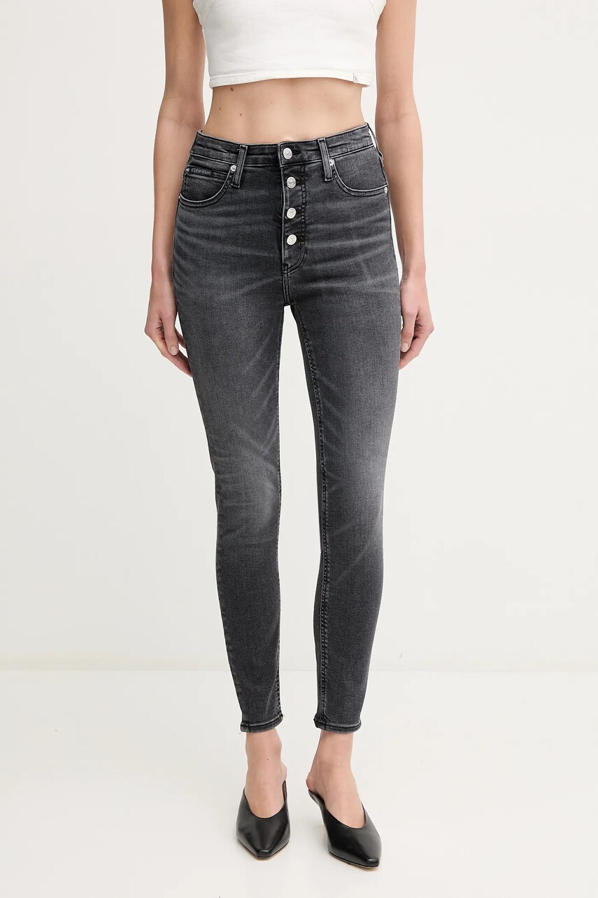 Levně Džíny Calvin Klein Jeans dámské, černá barva, J20J225509