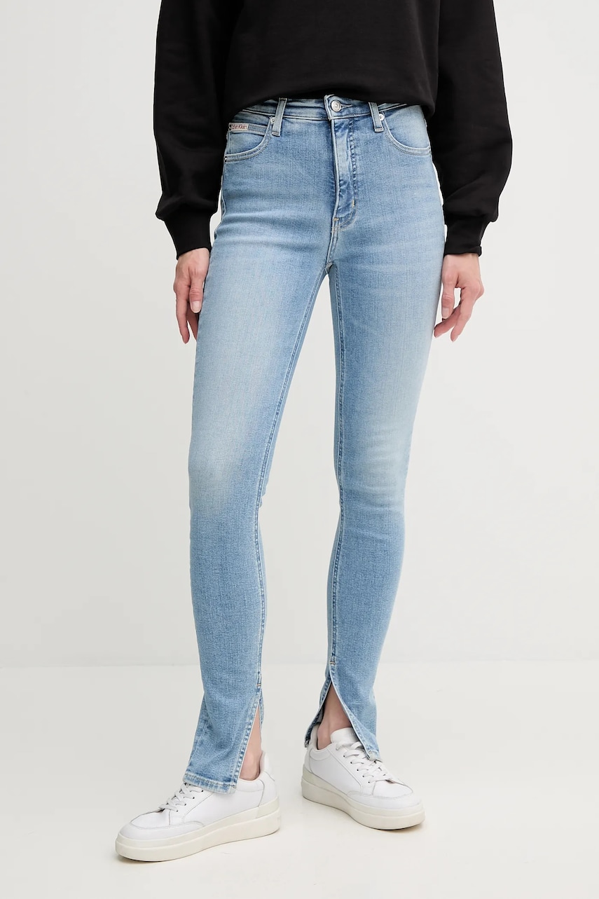 Levně Džíny Calvin Klein Jeans dámské, modrá barva, J20J225510