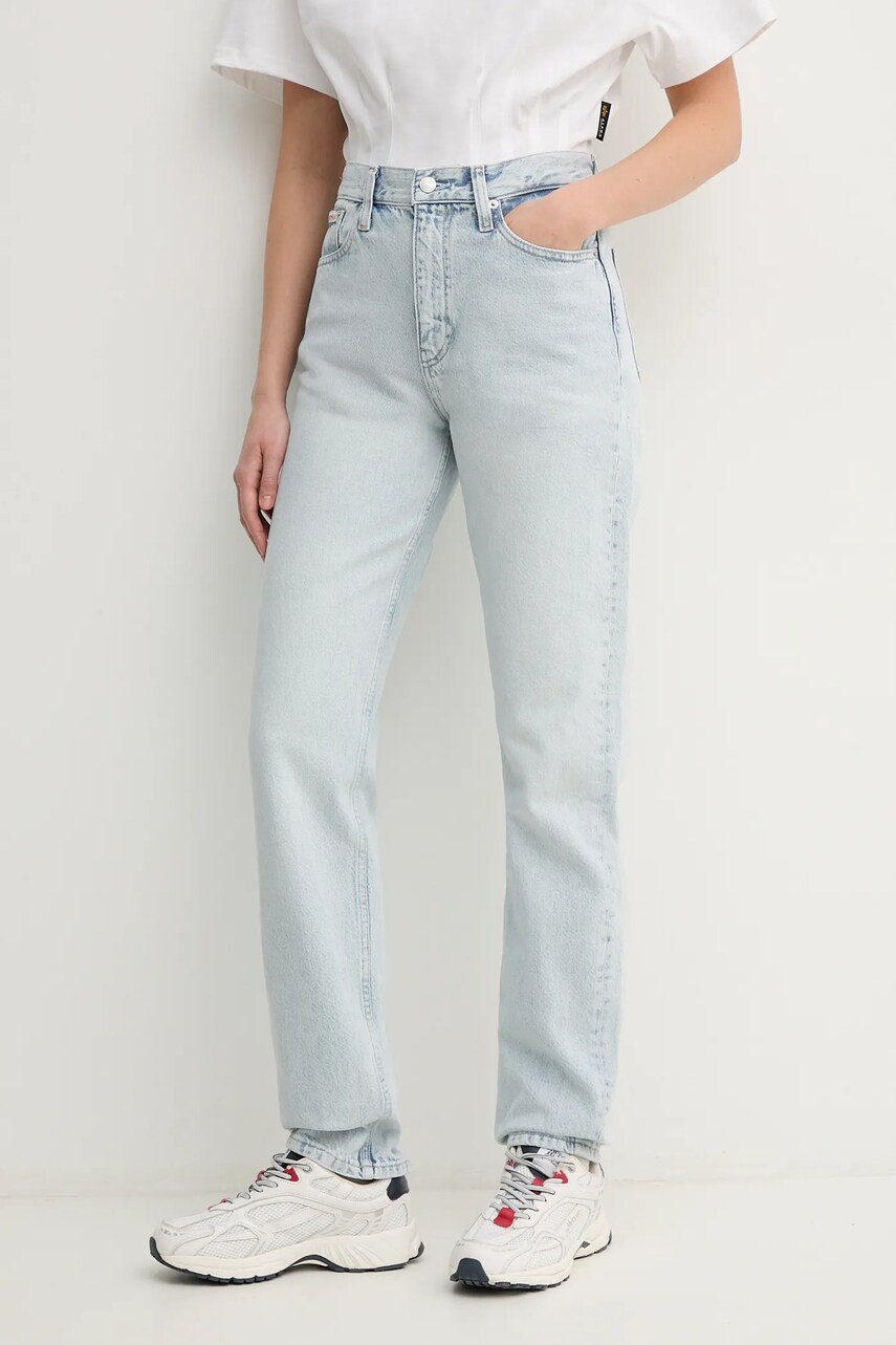 Levně Džíny Calvin Klein Jeans dámské, modrá barva, J20J225135