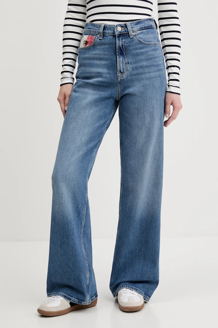 Levně Džíny Tommy Jeans dámské, modrá barva, DW0DW21293