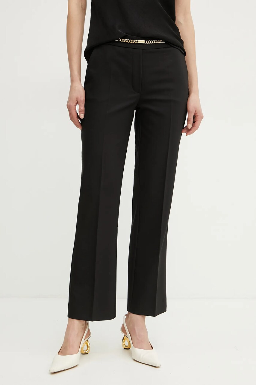 Levně Kalhoty Marciano Guess SUNNY dámské, černá barva, střih cigarette, medium waist, 5GGB17 7311A