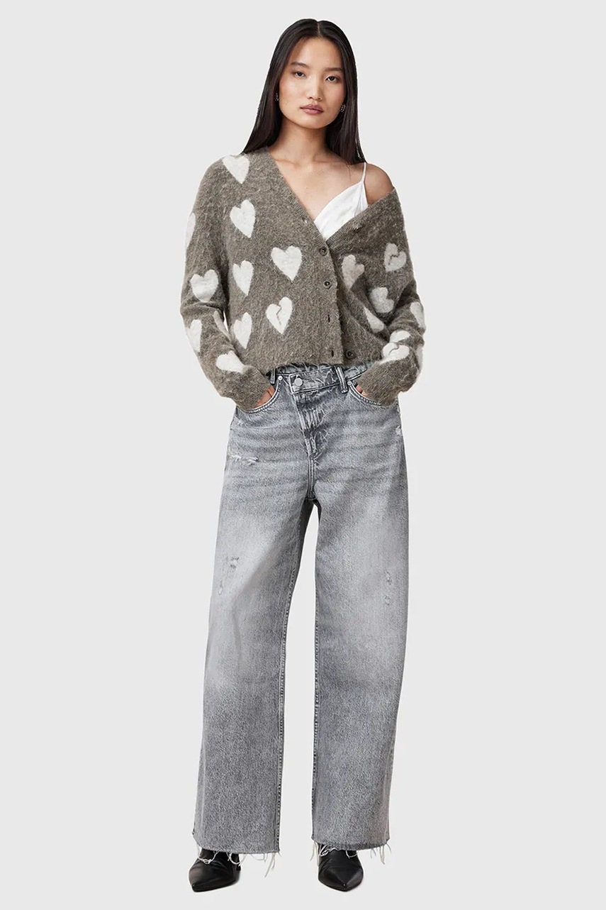 AllSaints blugi din bumbac AKI femei high waist, W052EC