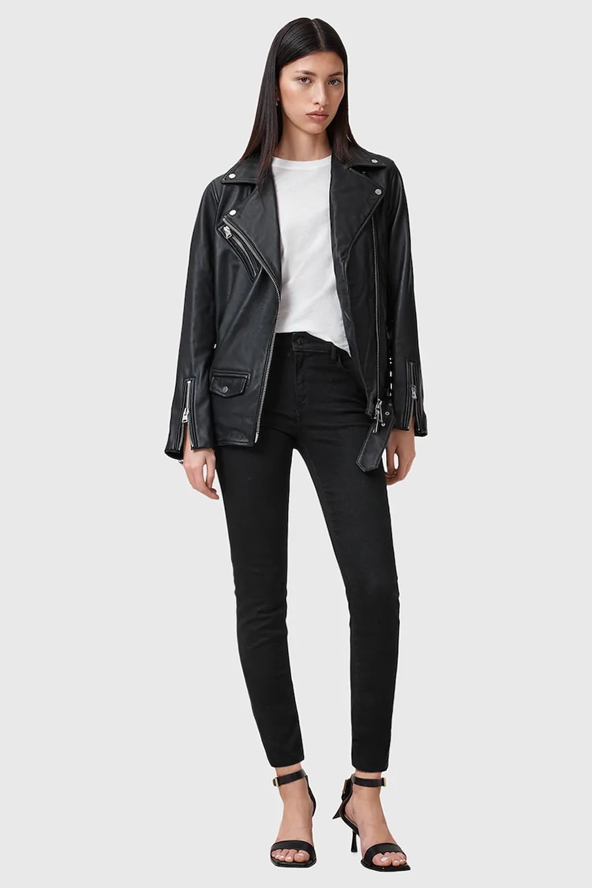 AllSaints blugi din bumbac MILLER femei medium waist, W082EC AllSaints blugi din bumbac MILLER femei medium waist, W082EC