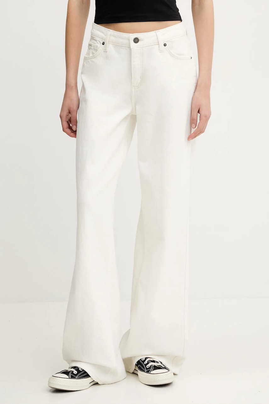 Levně Džíny Guess Jeans dámské, bílá barva, W5GA0Y D5M62