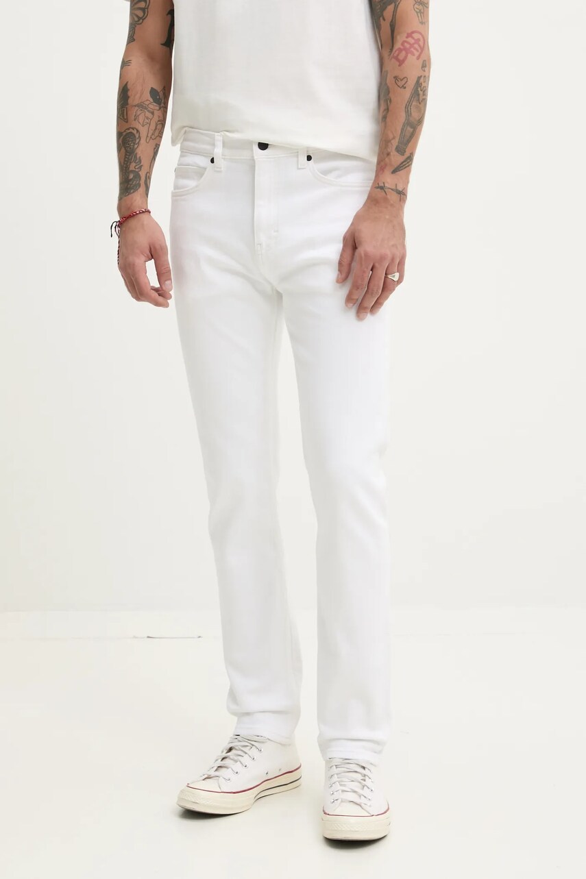 HUGO jeansi barbati, culoarea alb, 50530605