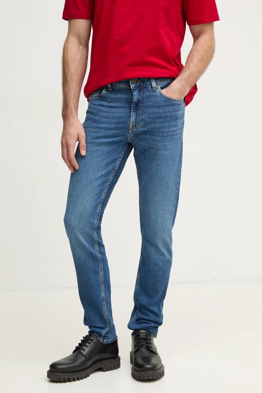 Levně Džíny Tommy Hilfiger pánské, modrá barva, MW0MW39041