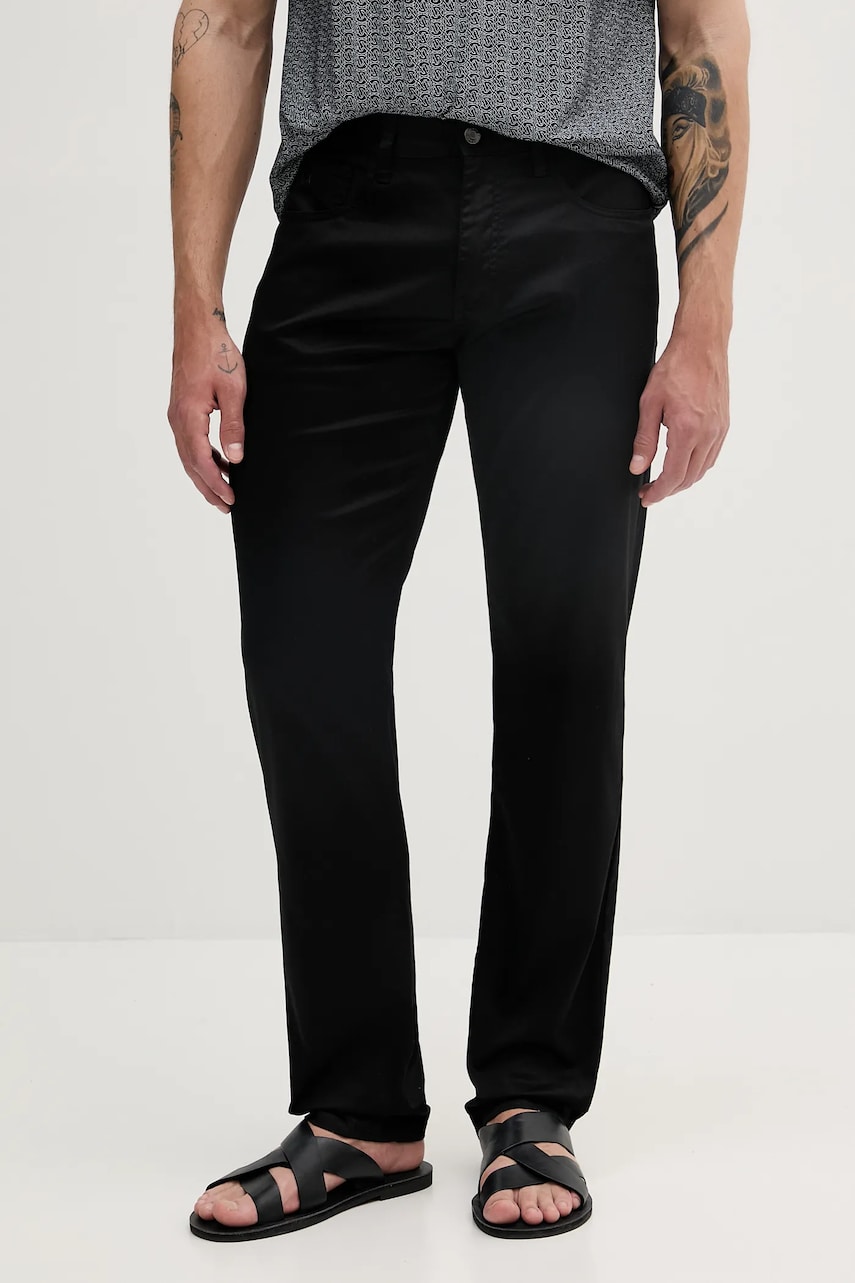 Armani Exchange pantaloni culoarea negru, mulată, XM000049 AF13236