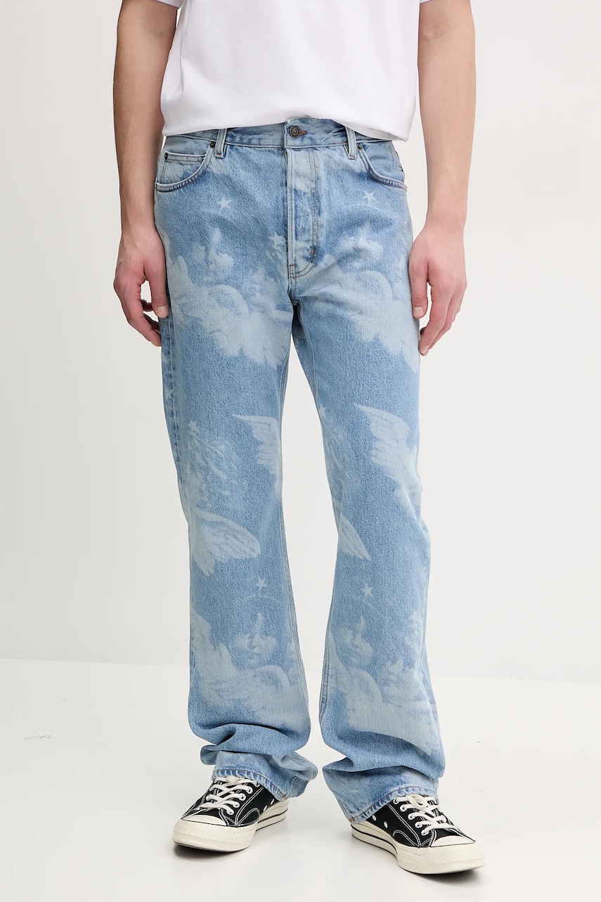 Fiorucci jeansi Angel Print Straight Fit Jeans barbati U02SPDJE075DN03DN02 Fiorucci jeansi Angel Print Straight Fit Jeans barbati U02SPDJE075DN03DN02