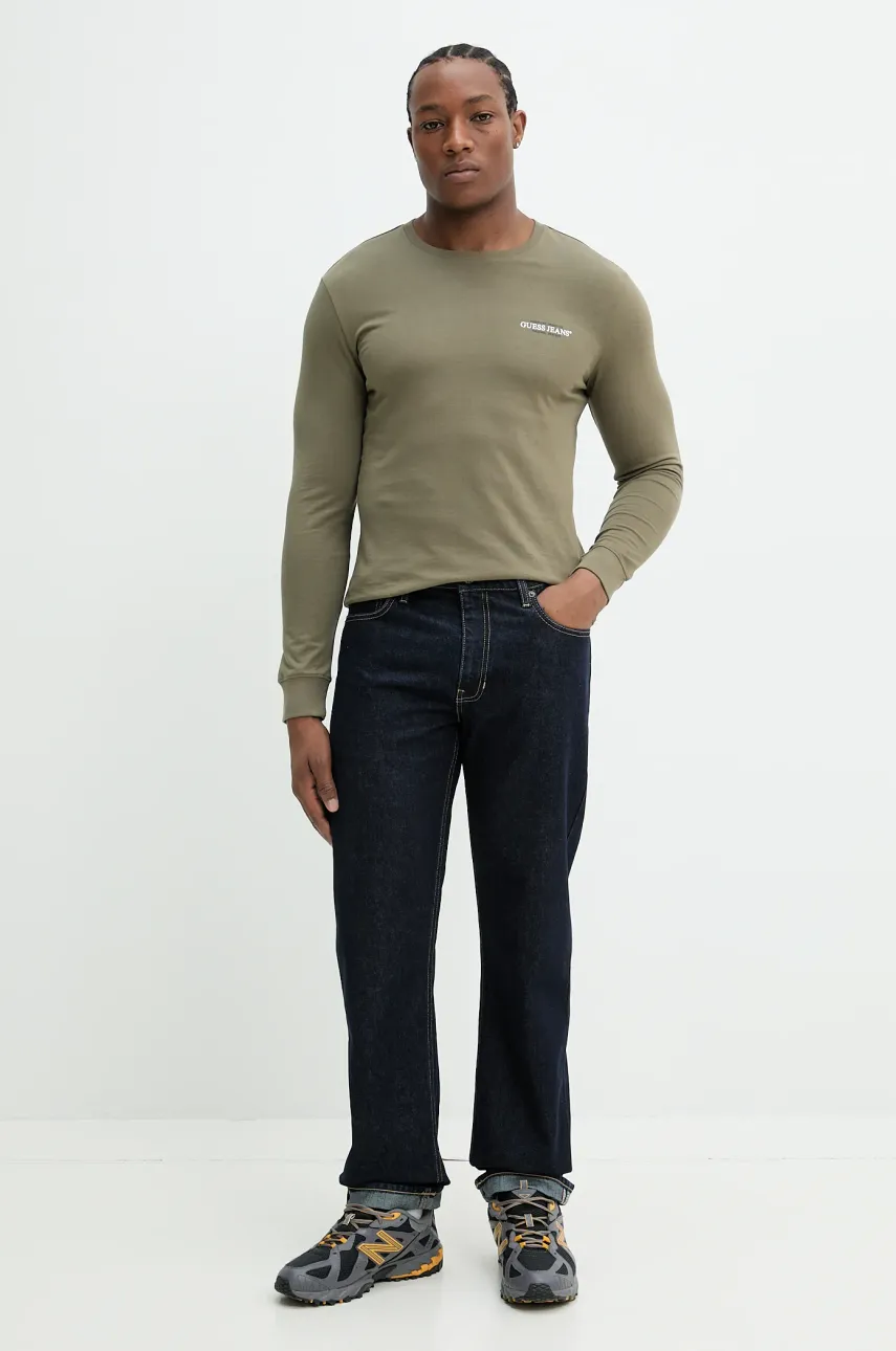 Хлопковые брюки Guess Jeans мужские цвет синий фасон chinos M4BA80 D5HS1 Хлопковые брюки Guess Jeans мужские цвет синий фасон chinos M4BA80 D5HS1