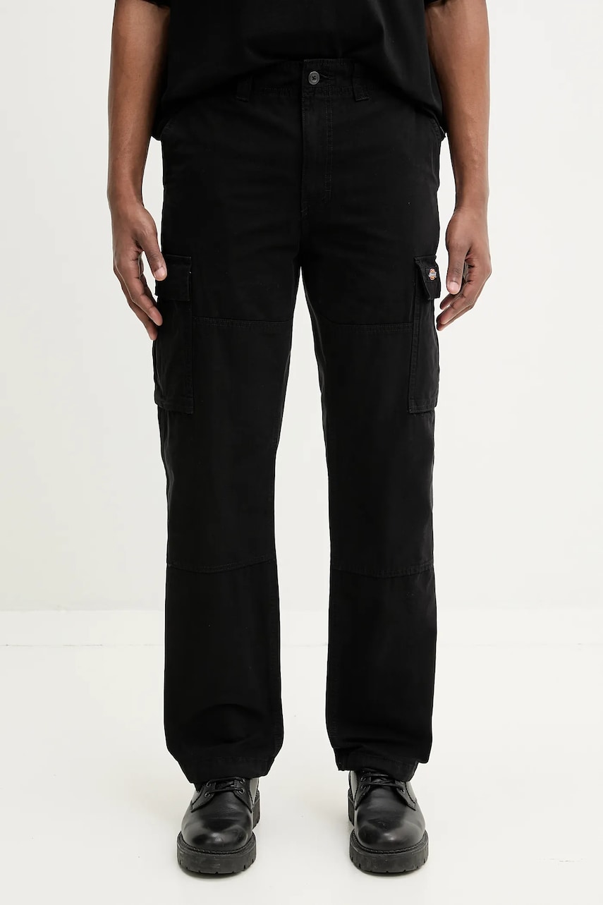 Dickies pantaloni de bumbac barbati, culoarea negru, cu fason cargo, DK0A4YF2BLK1