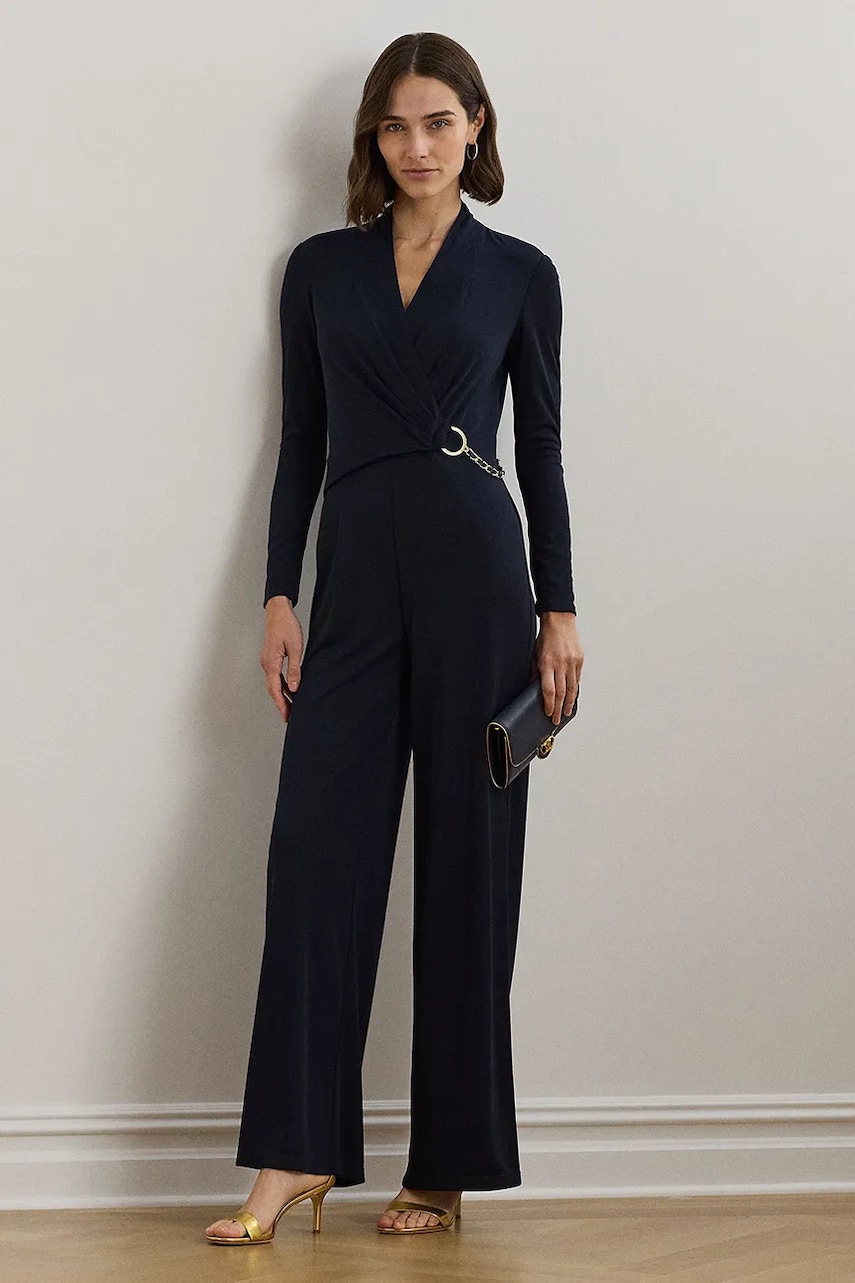 Levně Overal Lauren Ralph Lauren tmavomodrá barva, s výstřihem do v, 200957619