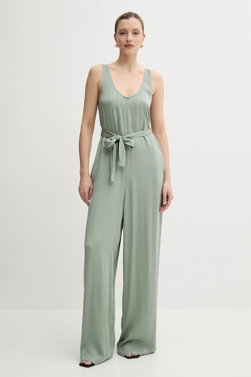 Armani Exchange salopetă culoarea verde, cu decolteu rotund, XW000210 AF12742