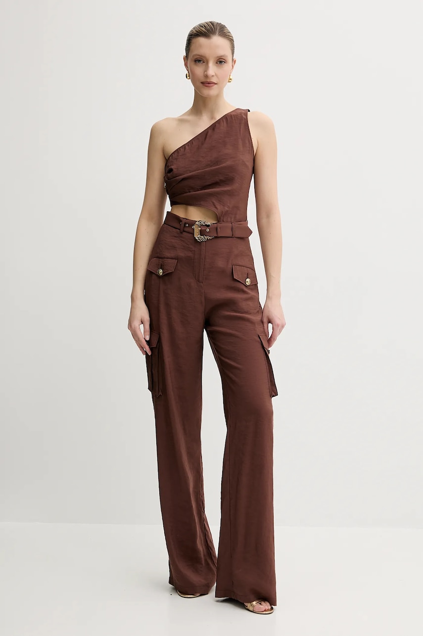 Versace Jeans Couture salopetă culoarea maro, cold shoulder, 78HAN000 N0433
