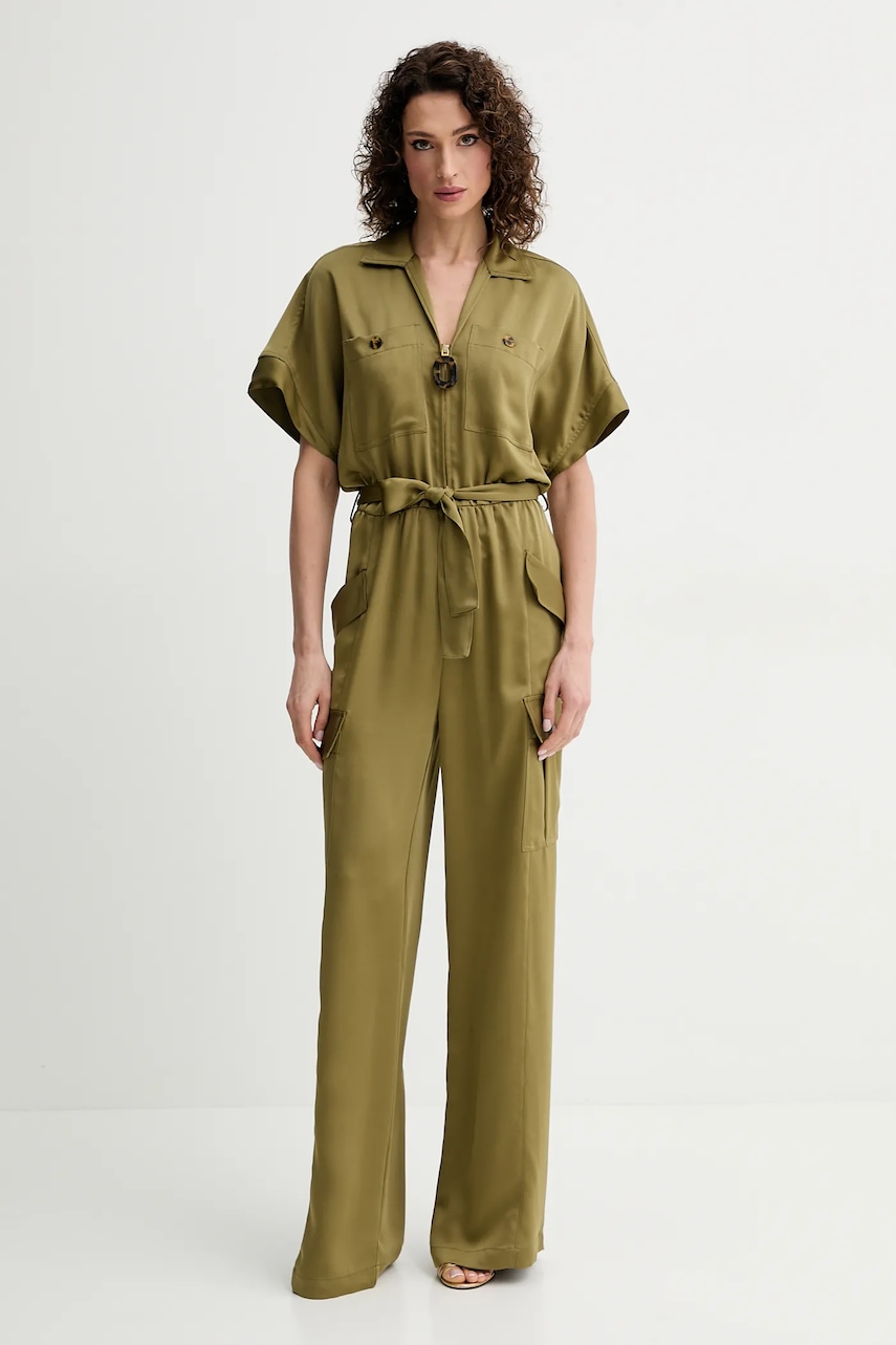 Simona Corsellini salopetă culoarea verde, cu guler, P25CPTU001