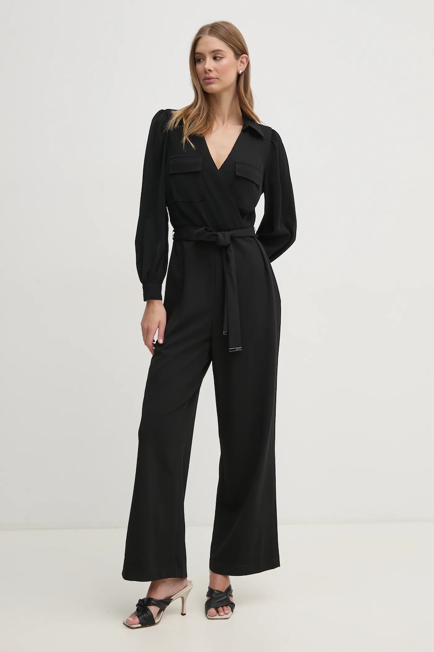 Dkny salopeta culoarea negru, cu guler, DD3K284A