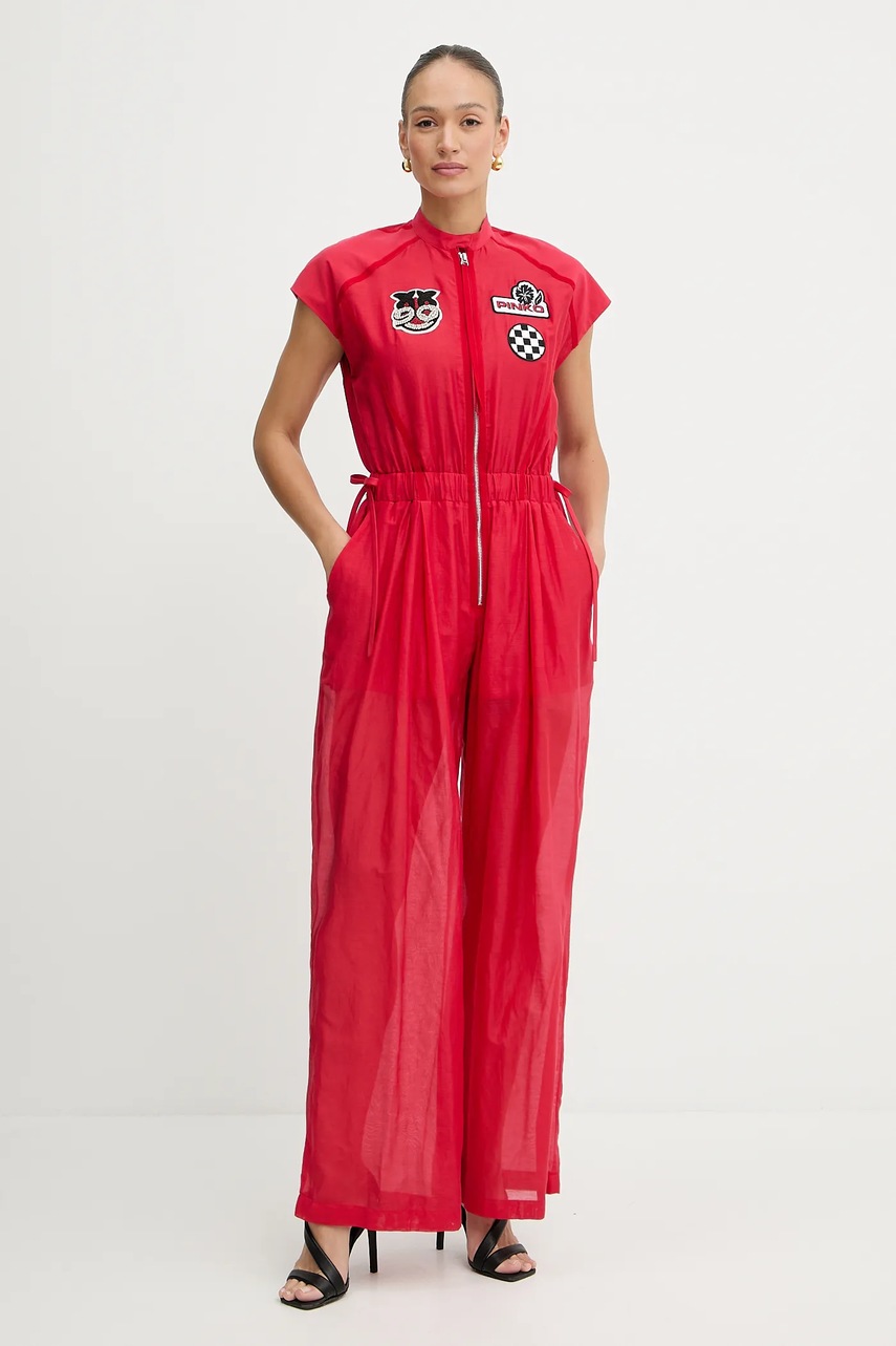 Комбинезон с примесью шелка Pinko цвет красный овальное декольте 105239 A2M7