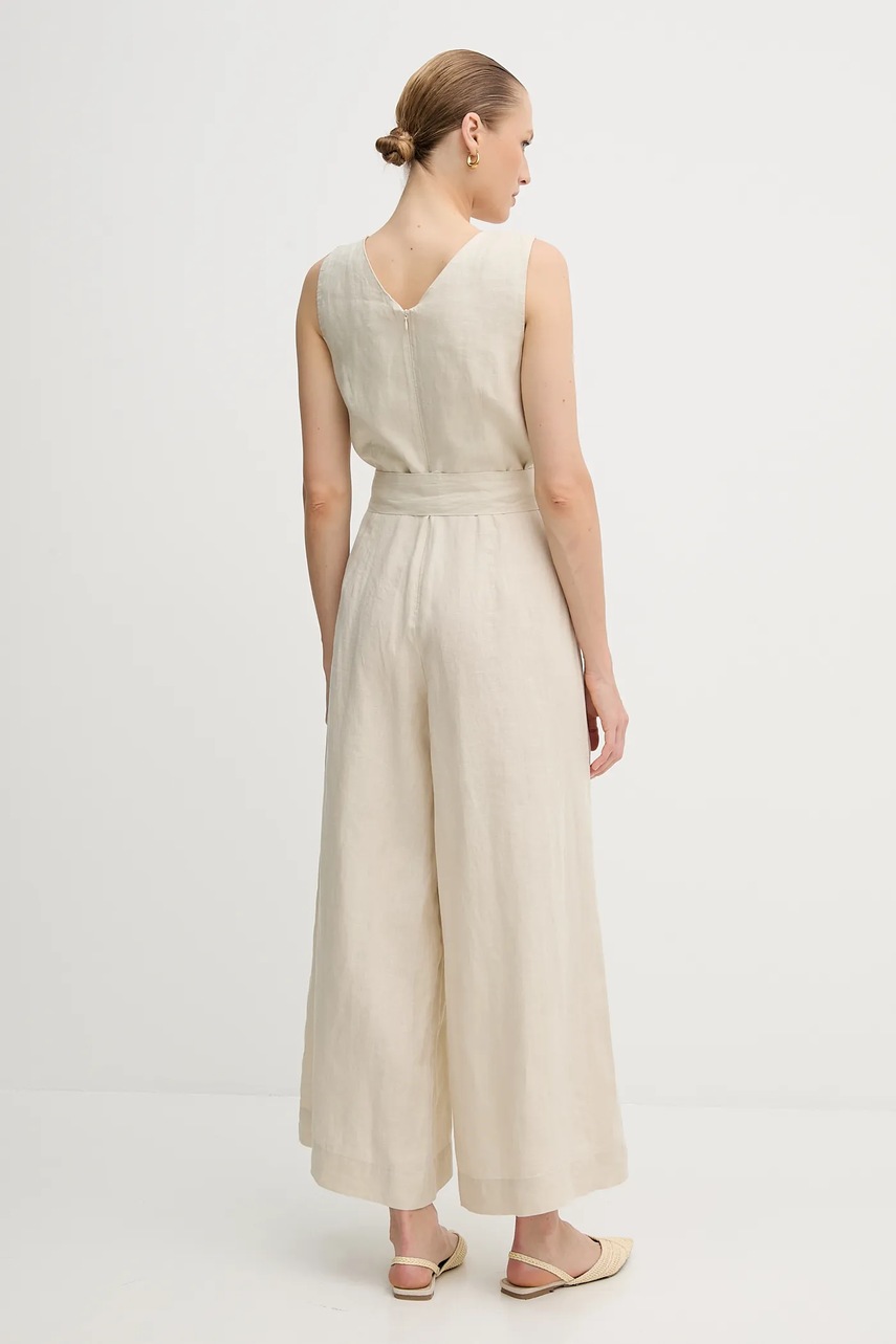 Λινό ολόσωμο United Colors of Benetton χρώμα: μπεζ, 4AGHDT00E φωτογραφία