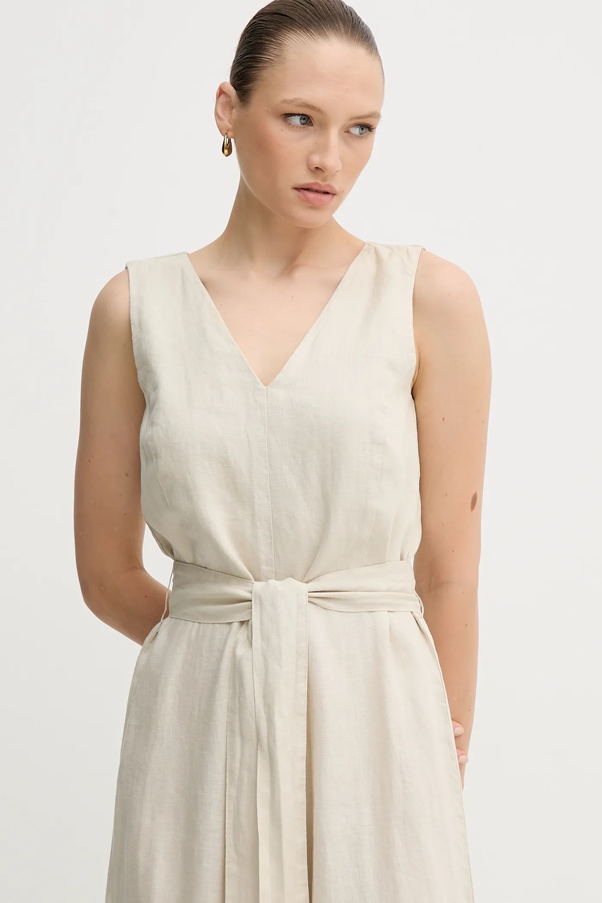 Λινό ολόσωμο United Colors of Benetton χρώμα: μπεζ, 4AGHDT00E φωτογραφία