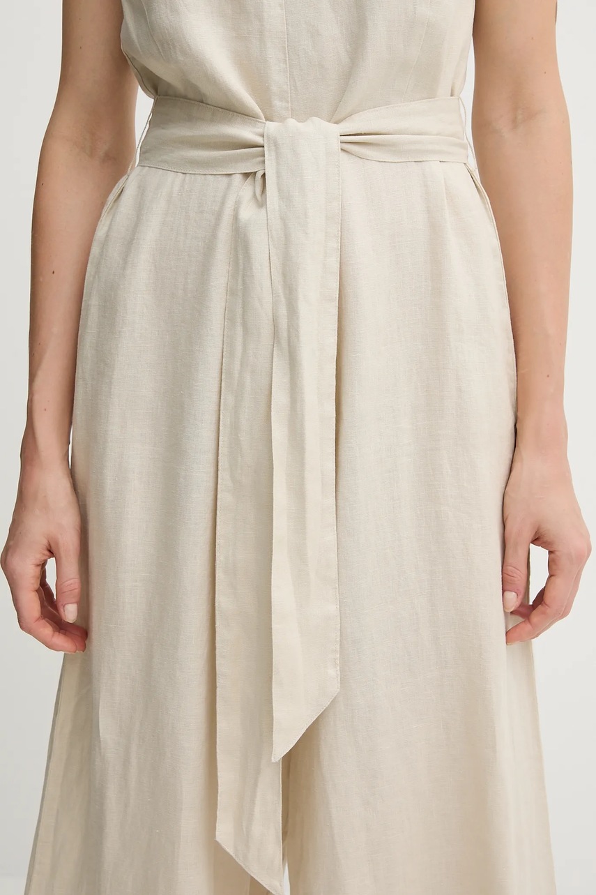 Λινό ολόσωμο United Colors of Benetton χρώμα: μπεζ, 4AGHDT00E φωτογραφία