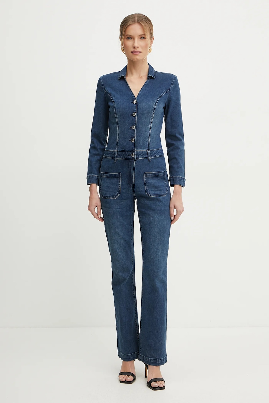 Morgan salopeta jeans PCHALA culoarea albastru marin, cu guler, PCHALA Morgan salopeta jeans PCHALA culoarea albastru marin, cu guler, PCHALA