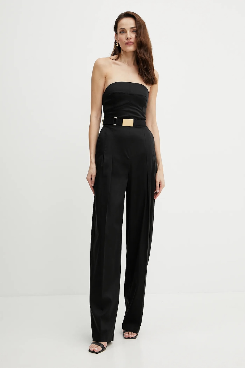 Elisabetta Franchi salopetă culoarea negru, cu decolteu rotund, TU05152E2 Elisabetta Franchi salopetă culoarea negru, cu decolteu rotund, TU05152E2