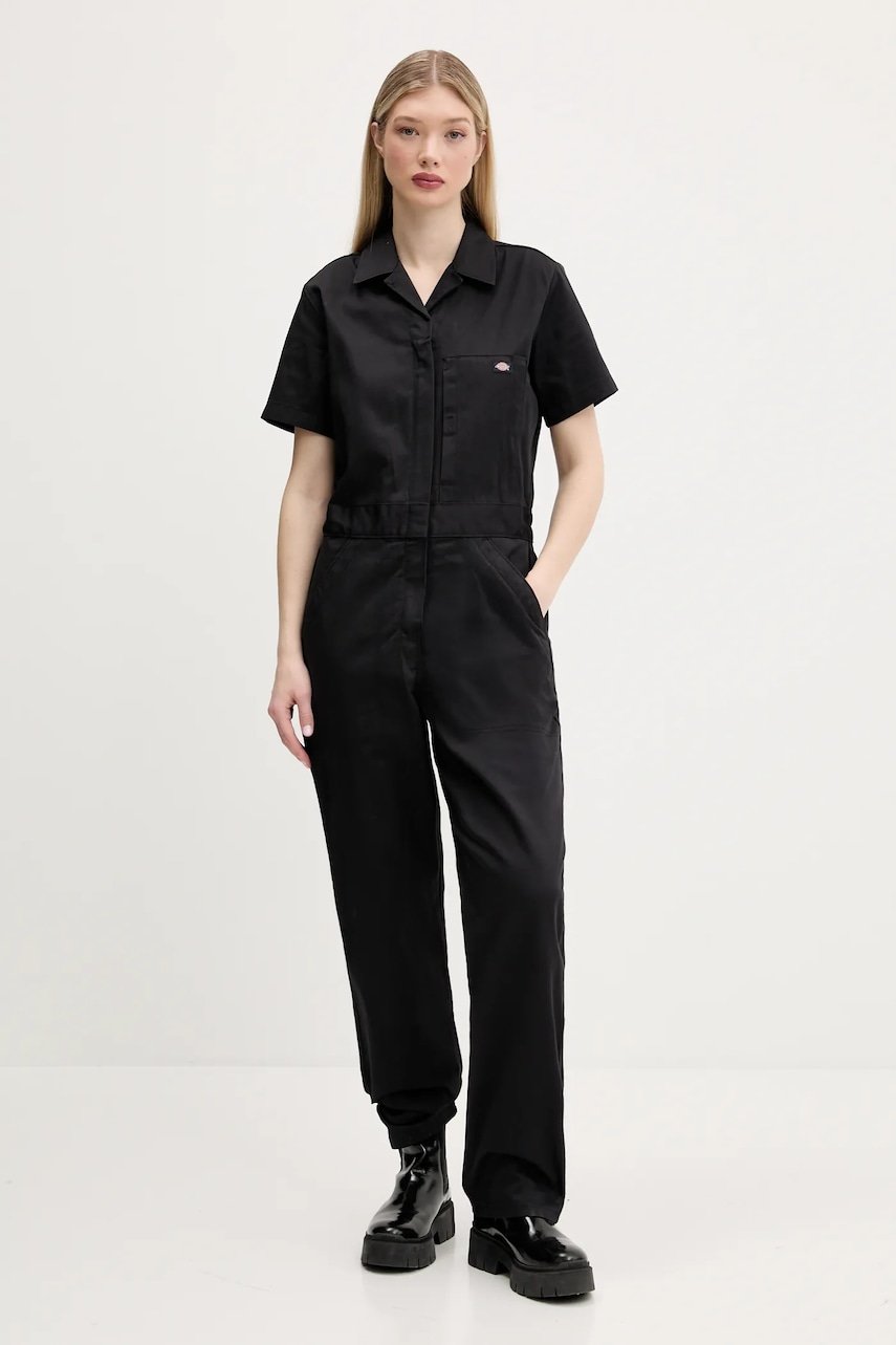 Dickies salopetă din bumbac culoarea negru, bumbac, cu guler, DK0A862UBLK1