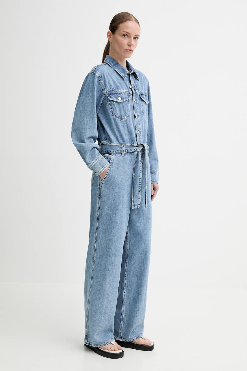 Marc O'Polo salopeta jeans bumbac, cu guler, 5000006080