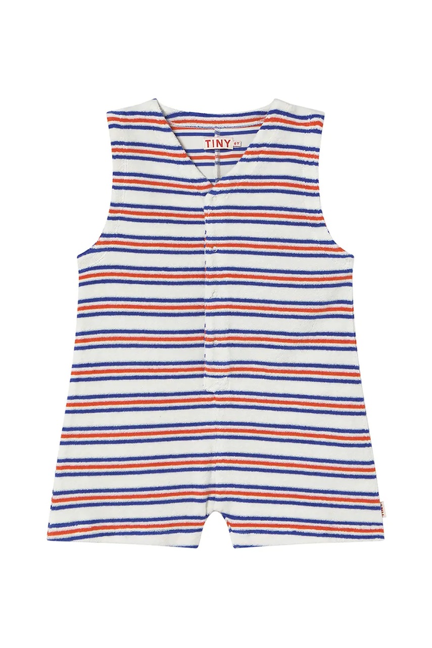 Дитячий бавовняний комбінезон Tinycottons STRIPES MULTICOLOR JUMPSUIT колір білий з бавовни SS25-131