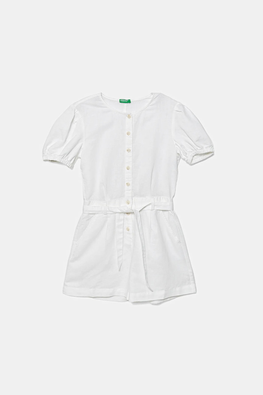 United Colors of Benetton salopetă de in pentru copii culoarea alb, 43WBCT014