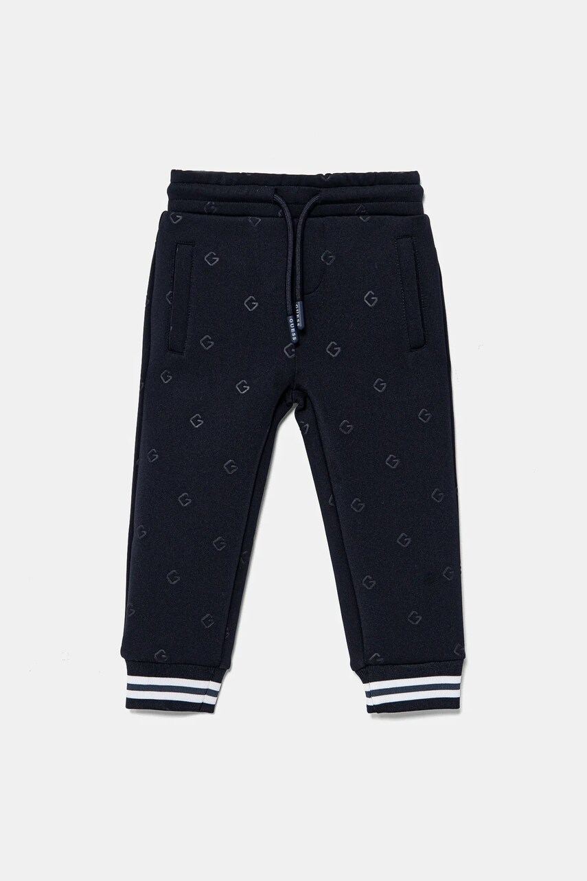 Levně Dětské tepláky Guess tmavomodrá barva, vzorované, N5RQ12 KAZQ2