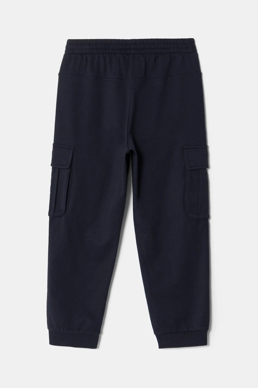 Детские хлопковые штаны EA7 Emporio Armani цвет синий однотонные 7B000028 AF10380 Детские хлопковые штаны EA7 Emporio Armani цвет синий однотонные 7B000028 AF10380