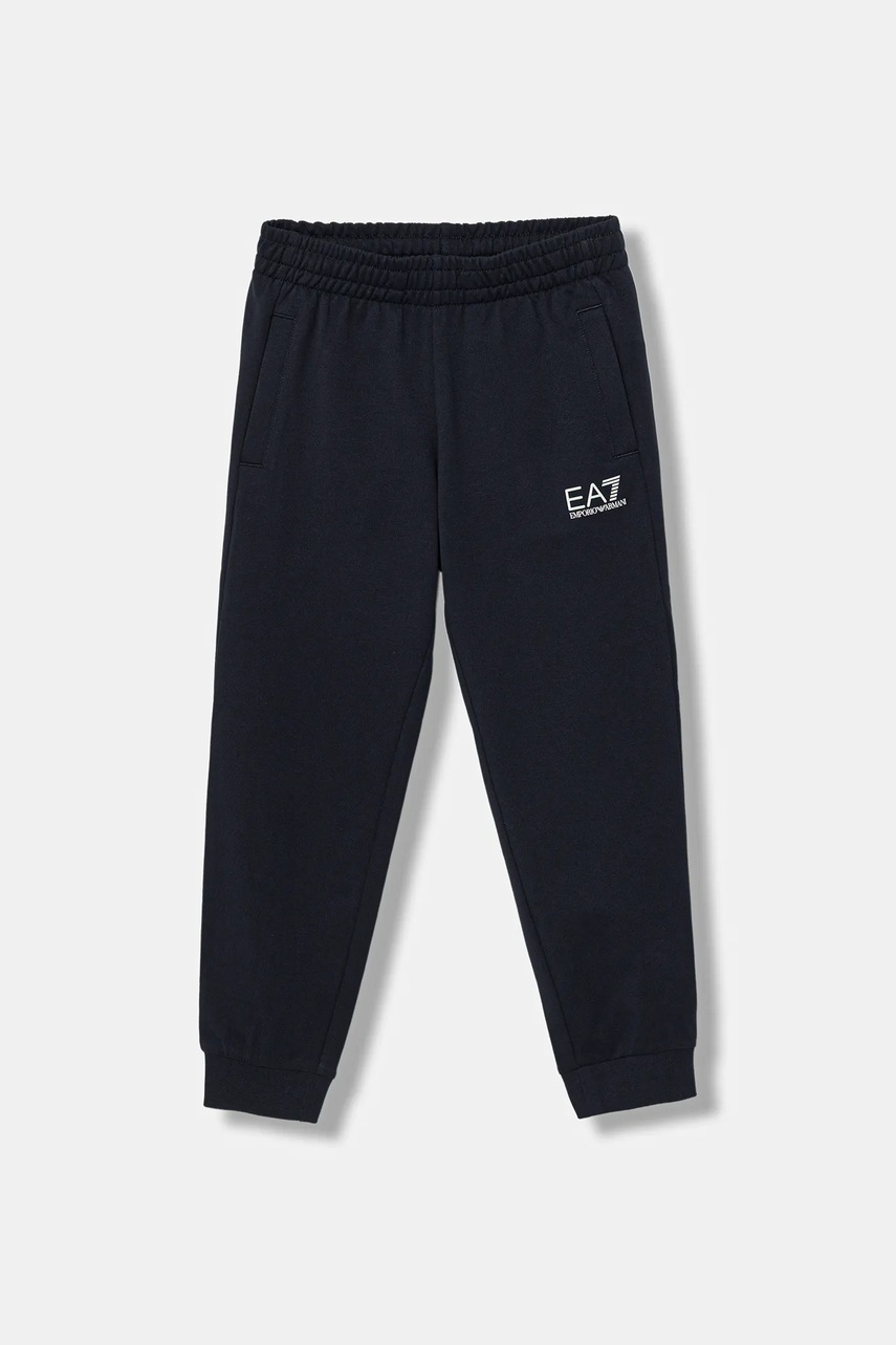 EA7 Emporio Armani pantaloni de trening din bumbac pentru copii culoarea negru, uni, 7B000027 AF10380