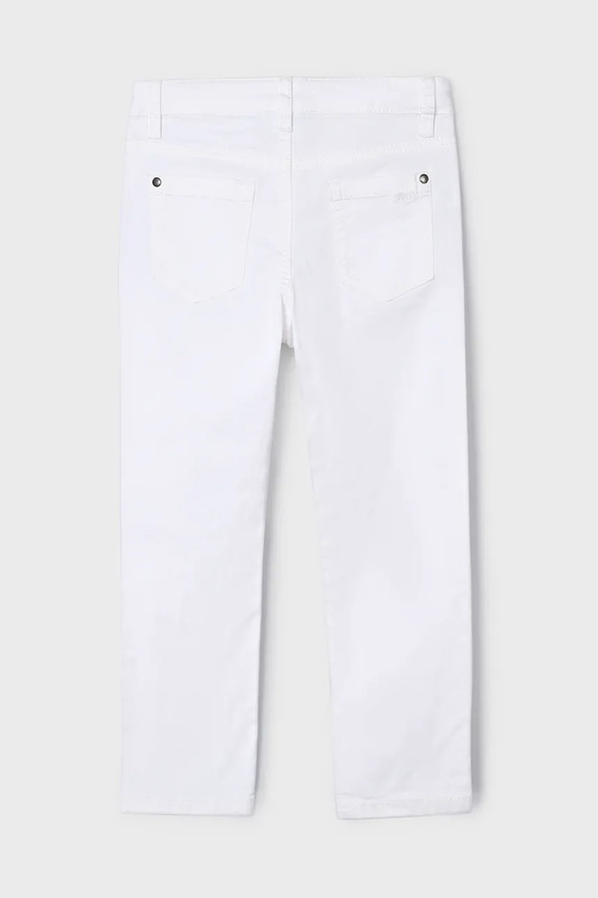 Детские брюки Mayoral slim fit basic цвет белый однотонные 509