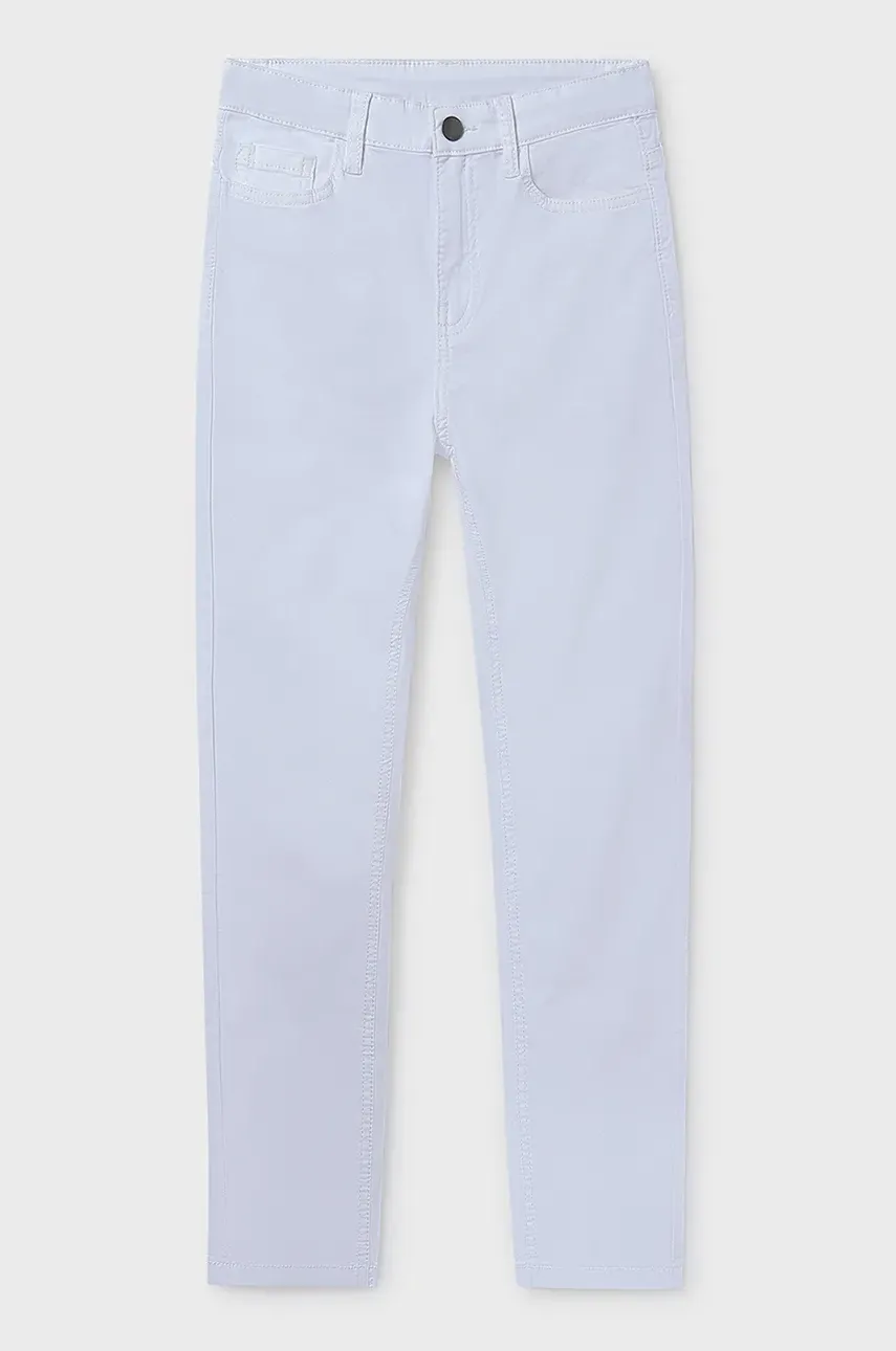Dětské kalhoty Mayoral slim fit basic bílá barva, hladké, 520