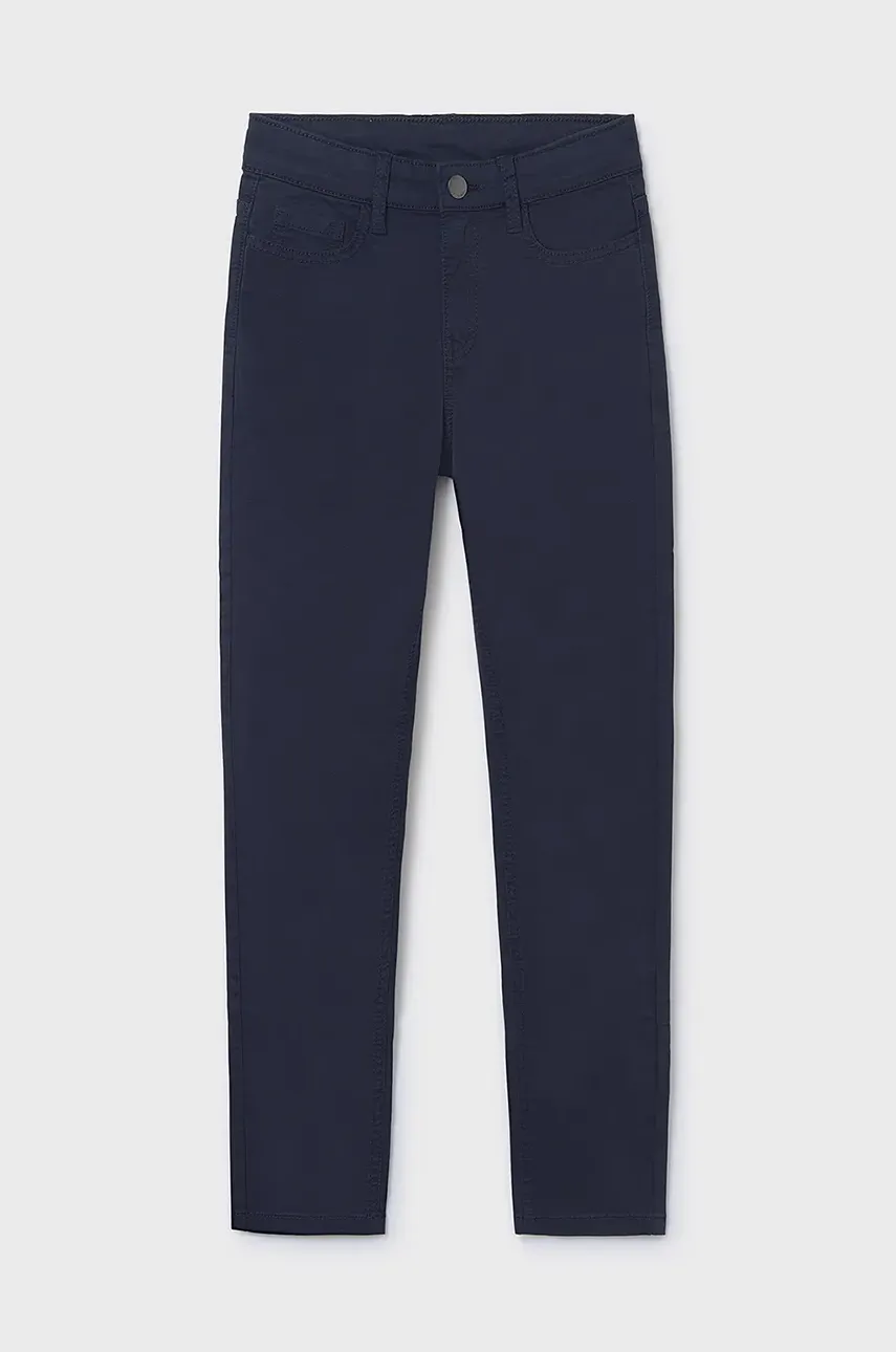 Dětské kalhoty Mayoral slim fit basic tmavomodrá barva, hladké, 520