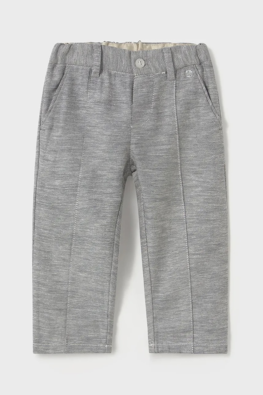 Mayoral pantaloni din bumbac pentru bebelusi culoarea gri, neted, 1576