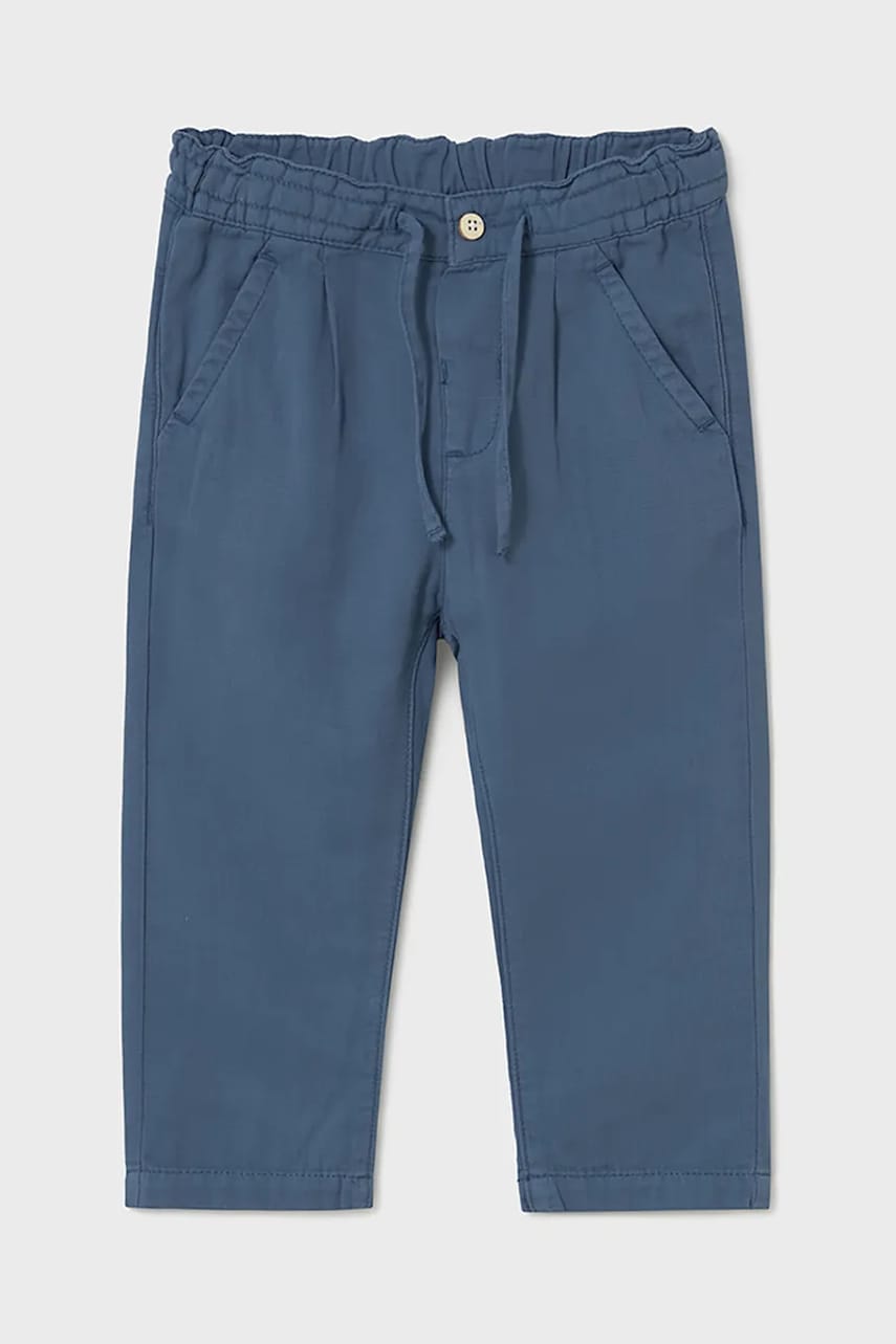 Mayoral pantaloni cu amestec de in pentru copii relaxed fit culoarea albastru marin, neted, 1580