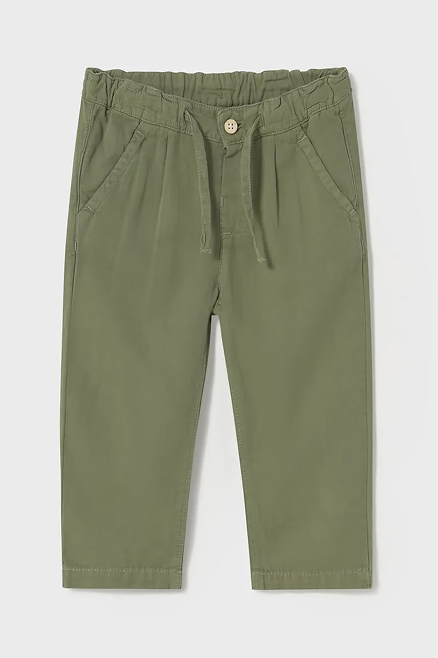 Mayoral pantaloni cu amestec de in pentru copii relaxed fit culoarea verde, neted, 1580 Mayoral pantaloni cu amestec de in pentru copii relaxed fit culoarea verde, neted, 1580