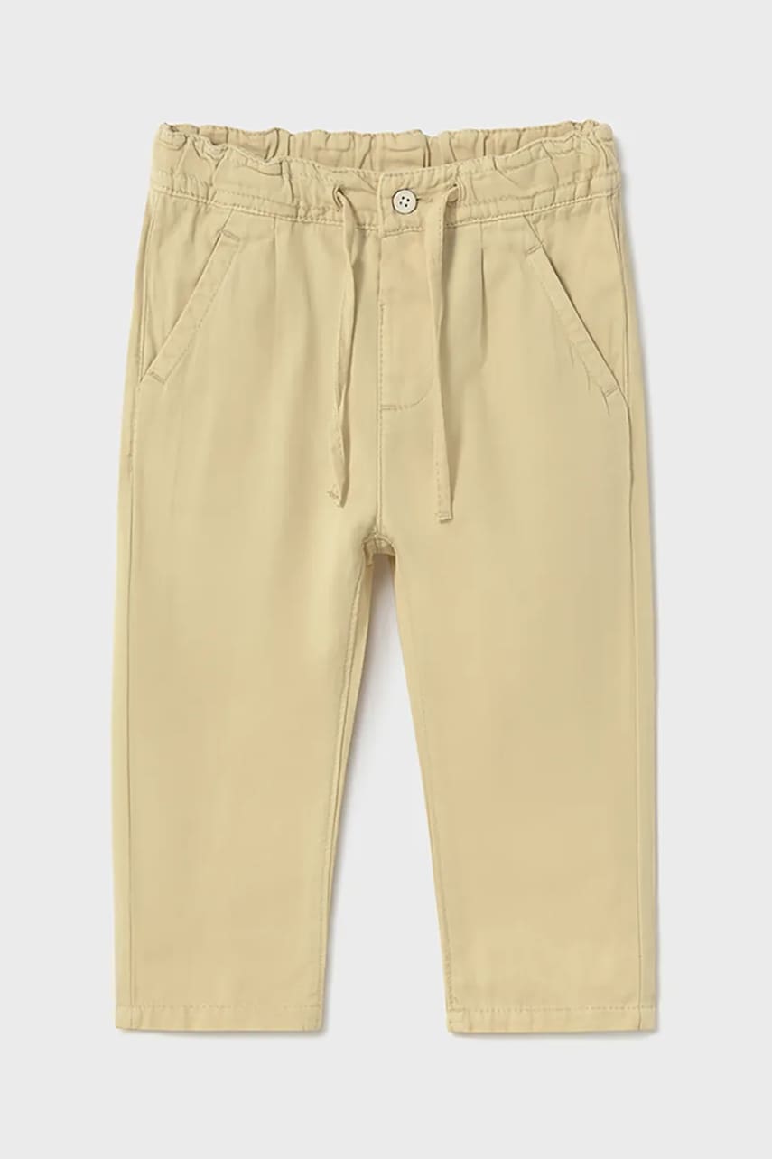 Mayoral pantaloni cu amestec de in pentru copii relaxed fit culoarea verde, neted, 1580 Mayoral pantaloni cu amestec de in pentru copii relaxed fit culoarea verde, neted, 1580