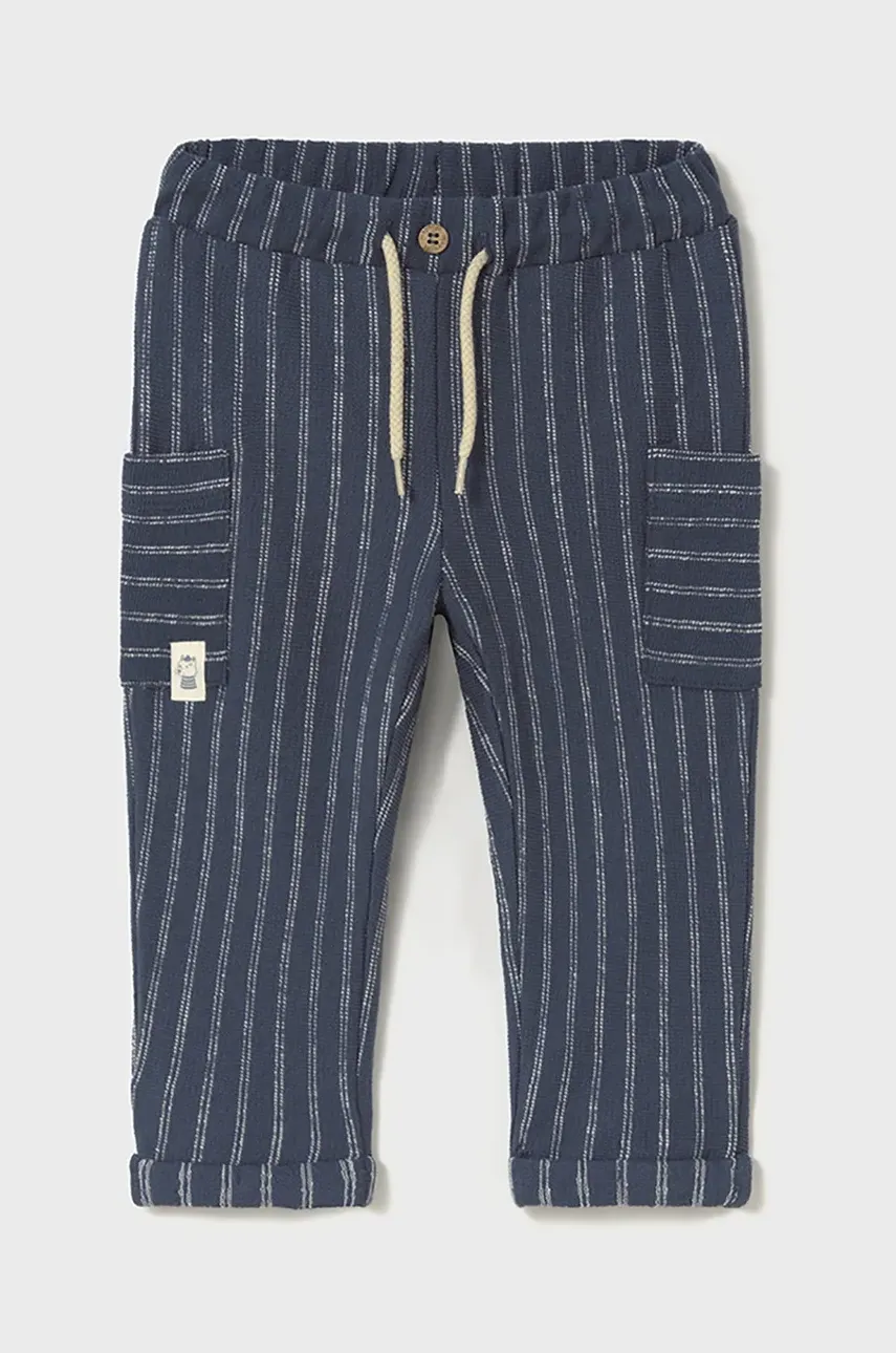 Mayoral pantaloni de bumbac pentru copii culoarea bleumarin, cu imprimeu, 1584