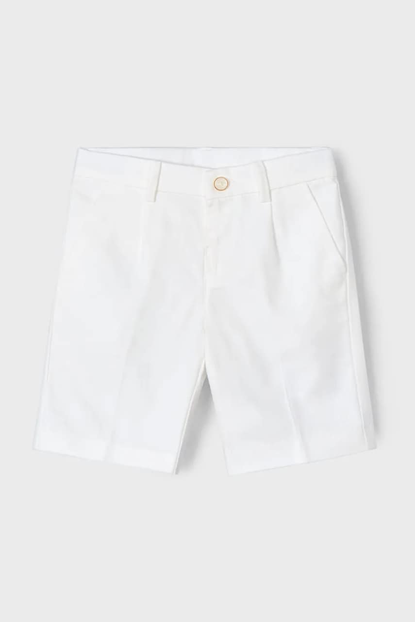 Mayoral pantaloni cu amestec de in pentru copii culoarea bej, cu imprimeu, 3217 Mayoral pantaloni cu amestec de in pentru copii culoarea bej, cu imprimeu, 3217