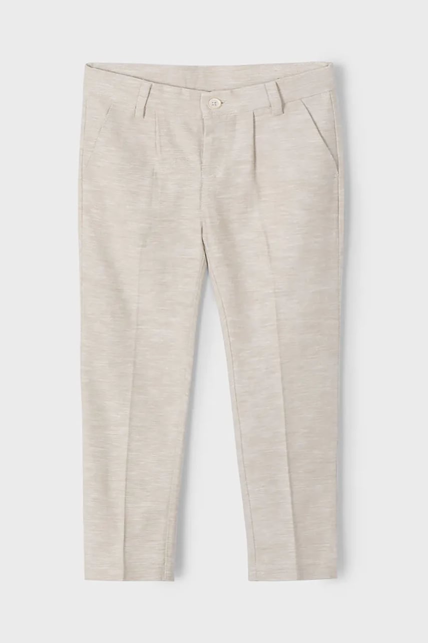 Mayoral pantaloni cu amestec de in pentru copii culoarea bej, neted, 3563 Mayoral pantaloni cu amestec de in pentru copii culoarea bej, neted, 3563