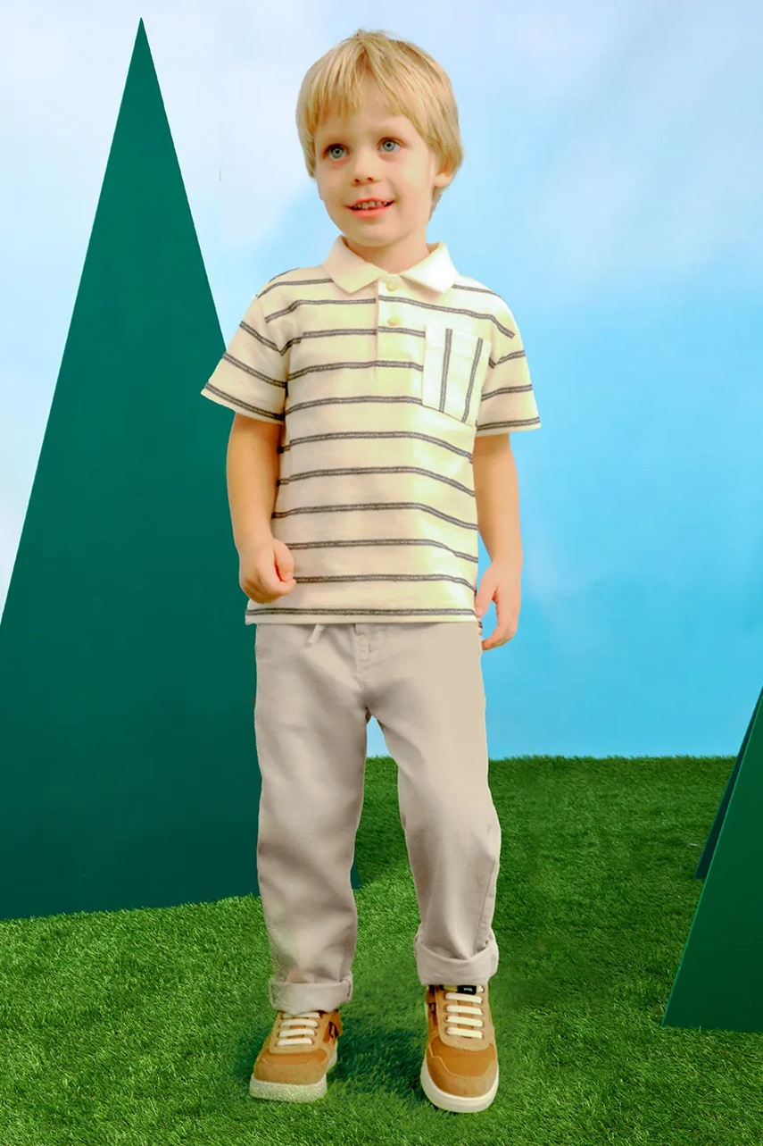 Mayoral pantaloni cu amestec de in pentru copii culoarea bej, uni, 3568