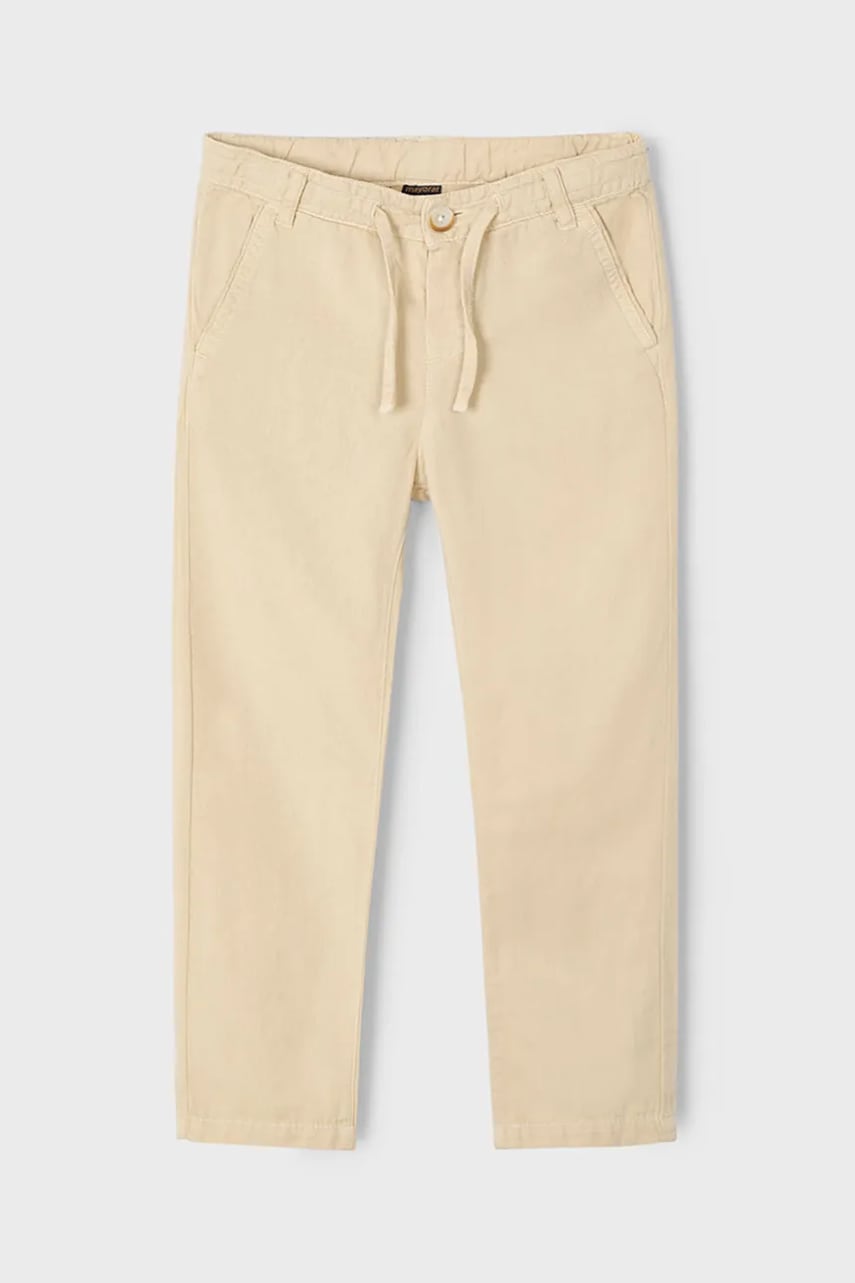 Mayoral pantaloni cu amestec de in pentru copii culoarea verde, neted, 3568 Mayoral pantaloni cu amestec de in pentru copii culoarea verde, neted, 3568