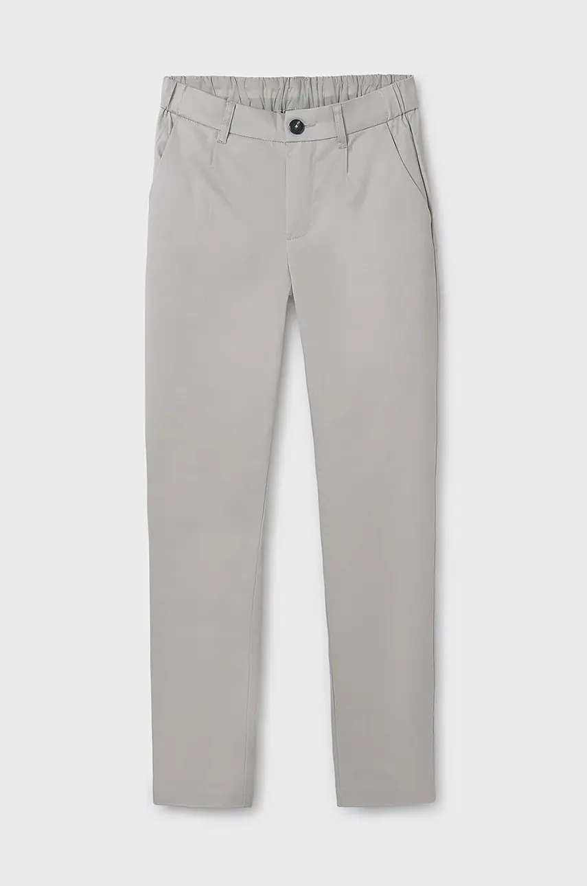 Mayoral pantaloni de bumbac pentru copii slim culoarea bej, neted, 6523