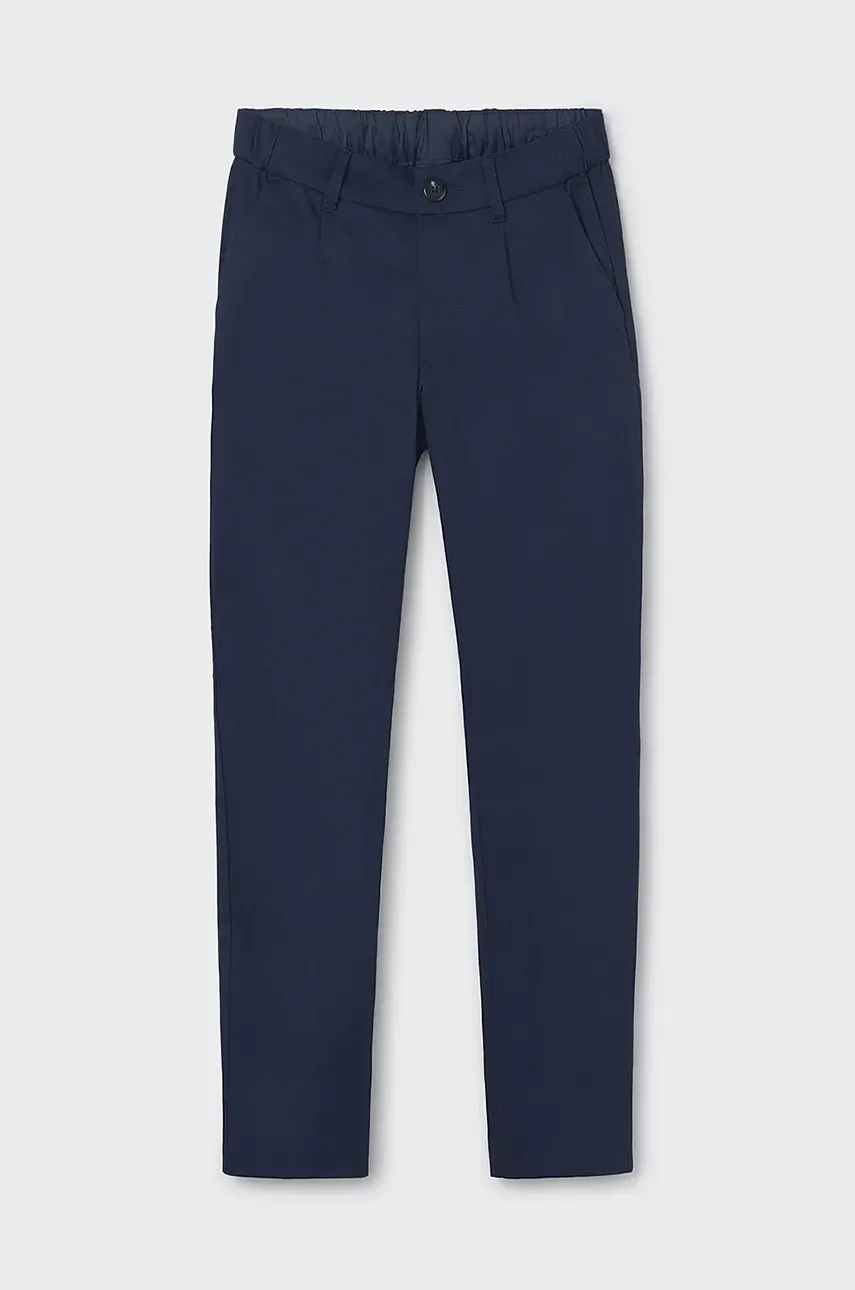 Mayoral pantaloni de bumbac pentru copii slim culoarea albastru marin, neted, 6523