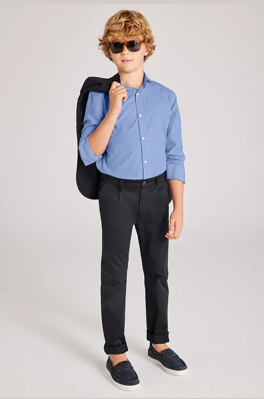 Mayoral pantaloni de bumbac pentru copii slim culoarea negru, neted, 6523